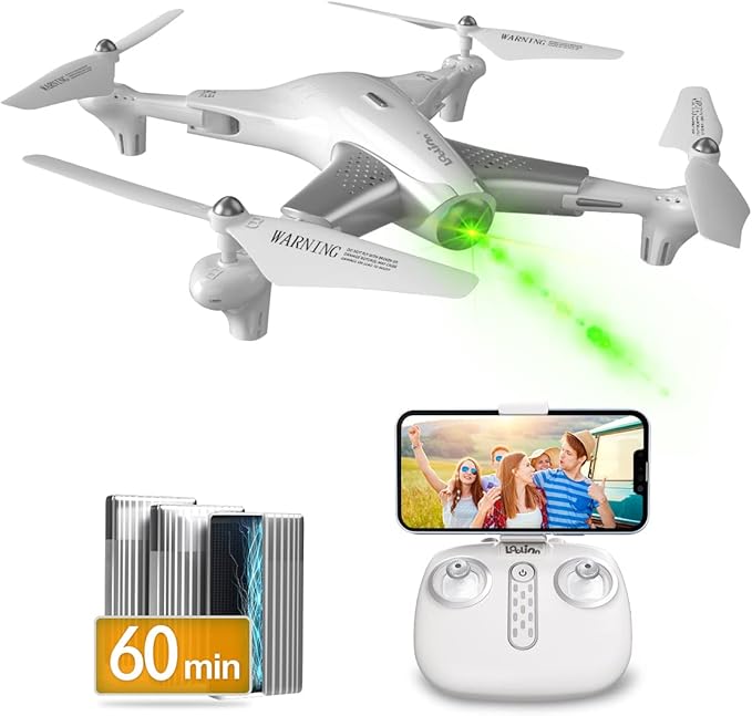 Loolinn | Drones for Kids Gift, Drone with Camera - Optical Flow Positioning Technology, 60 Minutes Long Flight Time, 3 Batteries, Stable Flight - Gift for Kids Boys Girls
