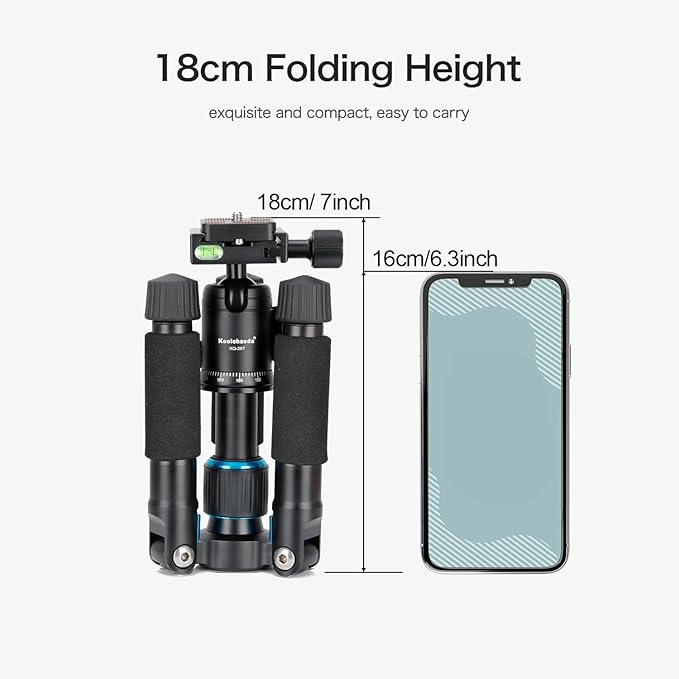 Koolehaoda Mini Desktop Tripod, 20" Aluminum Portable Small Tripod with 360° Ball Head and Bag for DSLR Camera, Video Camcorder.Load up to 11lbs / 5kg - (Blue)