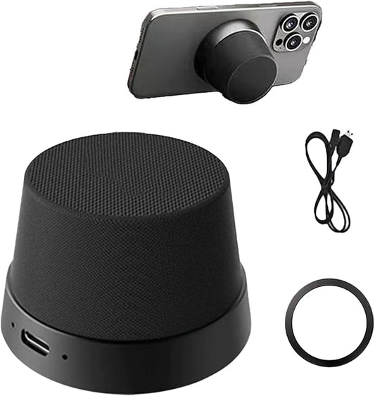 Portable Bluetooth Sound, Magnetic Portable Wireless Speaker, IPX6 Waterproof Small Bluetooth Speaker, Outdoor Magnetic Phone Holder, Small Outdoor Wireless Sound (Elegant Black)