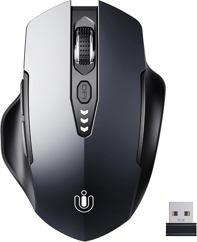 Wireless Mouse,[Upgraded] Rechargeable 2.4GHz (Battery Level Visible) Ergonomic Computer Mouse,4 Levels DPI, Wireless Mice for Laptop PC Computer(Grey)
