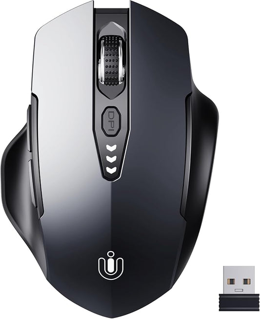 Wireless Mouse,[Upgraded] Rechargeable 2.4GHz (Battery Level Visible) Ergonomic Computer Mouse,4 Levels DPI, Wireless Mice for Laptop PC Computer(Grey)