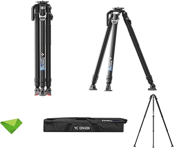 YC Onion PINETA Peak Carbon Fiber Tripod with Coconut 75mm Bowl Head, 35kg/77lbs Payload with Bowl Head, Adjustable Legs, One Step Release Travel Camera Tripod for Mirrorless, DSLR