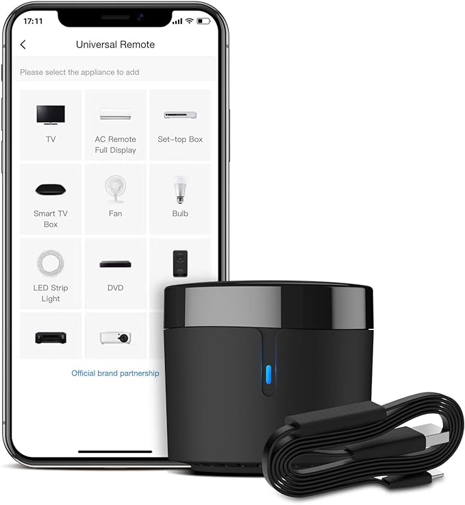 BroadLink RM4mini Smart Remote Hub with Sensor Cable -WiFi IR Blaster for TV Remote, Smart AC Controller, Works with Alexa/Google Home/IFTTT