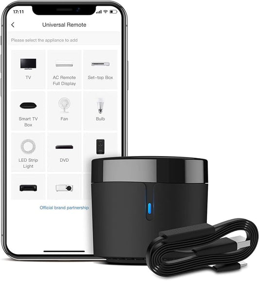 BroadLink RM4mini Smart Remote Hub with Sensor Cable -WiFi IR Blaster for TV Remote, Smart AC Controller, Works with Alexa/Google Home/IFTTT