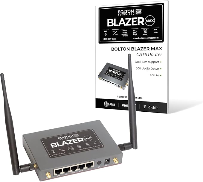 Blazer Max | 4G LTE CAT6 WiFi 6 Portable Cellular Router | Up to 1.2 Gbps speeds for Verizon, T-Mobile, AT&T