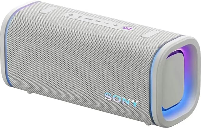 Sony ULT Field 5 Wireless Portable Bluetooth Speaker, IP67 Waterproof, Dustproof, and Rustproof with Enhanced Bass, 25 Hour Battery, 360° Party Light, and Shoulder Strap (SRSULT50W), Off White