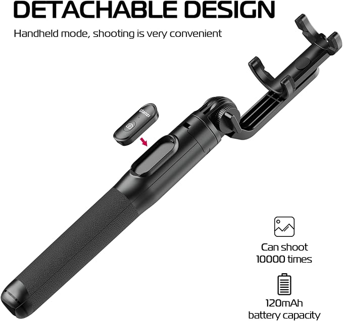 ULANZI SK-03 Selfie Stick Tripod, 64" Professional Stable Phone Tripod Stand for Smartphone/Action Camera, 3 in 1 Extendable Phone Holder with Detachable Remote for Travel Selfies Video Recording Vlog