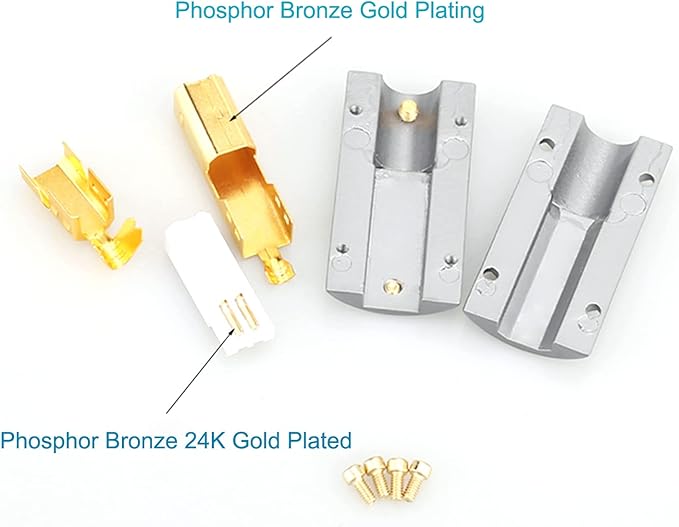 Viborg UB201 Connector Type B Male Plug, Hi-End 24K Gold Plated USB Plug Connector with Alloy Cover for DIY DAC Cable HiFi USB Printer Cable
