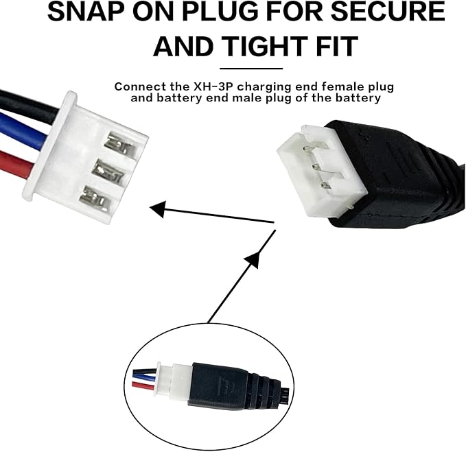 7.4V USB Charger Cable with XH-3Pin Plug Universal Compatible RC Car RC Plane RC Tank RC Boat and Other Remote Control Toys for Universal 7.4V Lipo Battery USB Charger with Battery Protection