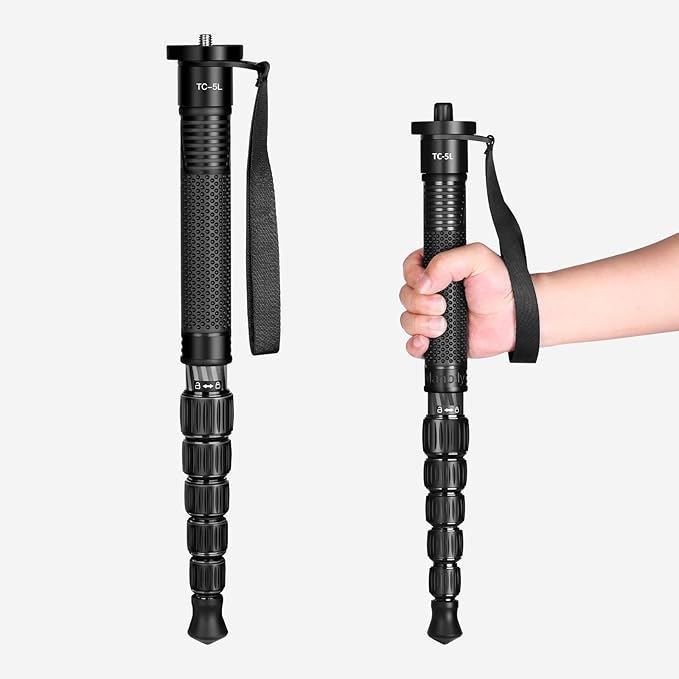 TONYBOO TC-5L 61 inch Camera Monopod,28mm Carbon Fiber Monopod,6-Section Height,Portable Lightweight,Max Load 16 lbs,Heavy Duty Camera Stand for Photography DSLR Canon Nikon Sony,Easy to Carry