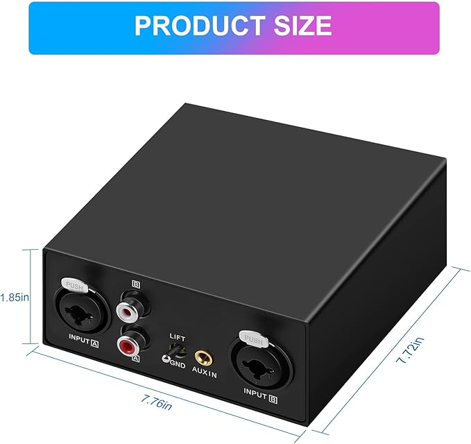 6.35&XLR 1/4″TRS RCA 3.5mm AUX Input Output Multi Channels Ground Loop Noise Isolator Gold Coating Audio Hum Eliminator Speaker Noise Filter Aluminum Shell HIFI Stereo Audio Player (Black)