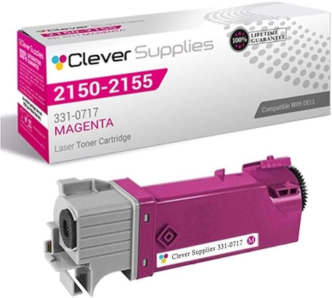 CS Replacement Toner Cartridge Compatible with Dell 2150 331-0717 Magenta 2155 2155cdn 2155cn 2150 2150cdn 2150cn Color 2500 Page Yield