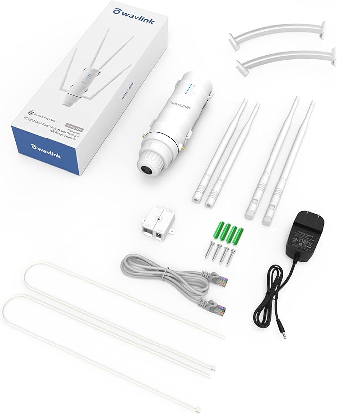 WAVLINK AC1200 Outdoor WiFi Extender, Long Range Dual Band 2.4/5GHz Outdoor WiFi Extender Signal Booster, IP65 Weatherproof Access Point with PoE, Support AP/Repeater/Router Mode for Camping Yard