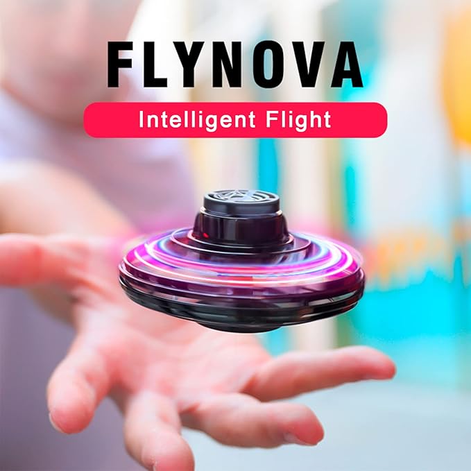 FLYNOVA Hand Operated Mini Drones,UFO Magic Flying Orb Ball Toys with Lights,Hover Boomerang Flying Spinner,Christmas Birthday Gifts for 6 7 8 9 10 11+ Boys Girls Teen,Kids Adults Indoor Outdoor Toys
