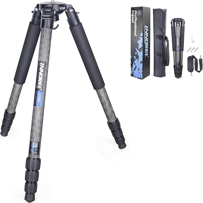 RT80C Carbon Fiber Tripod Professional Birdwatching Heavy Duty Camera 20kg max Load Bowl Tripod Birdwatching Camera Stand (Max Tube 32mm, Only Tripod)