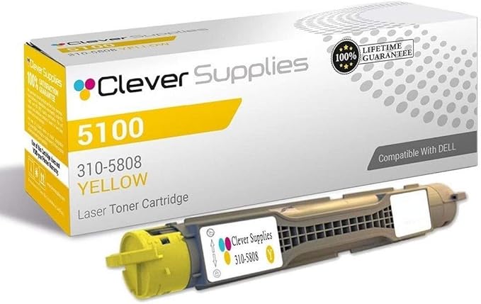 CS Replacement Toner Cartridge Compatible with Dell 5100 310-5808 Yellow 5100 5100cn Color 8000 Page Yield