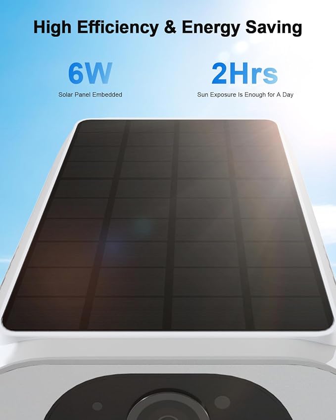 ANRAN 2K Solar Security Cameras Wireless Outdoor, 2.4Ghz WiFi Surveillance Outdoor Camera for Home Security with Embedded Solar Panel, Color Night Vision, 2-Way Talk, IP67 Waterproof, Work with Alexa