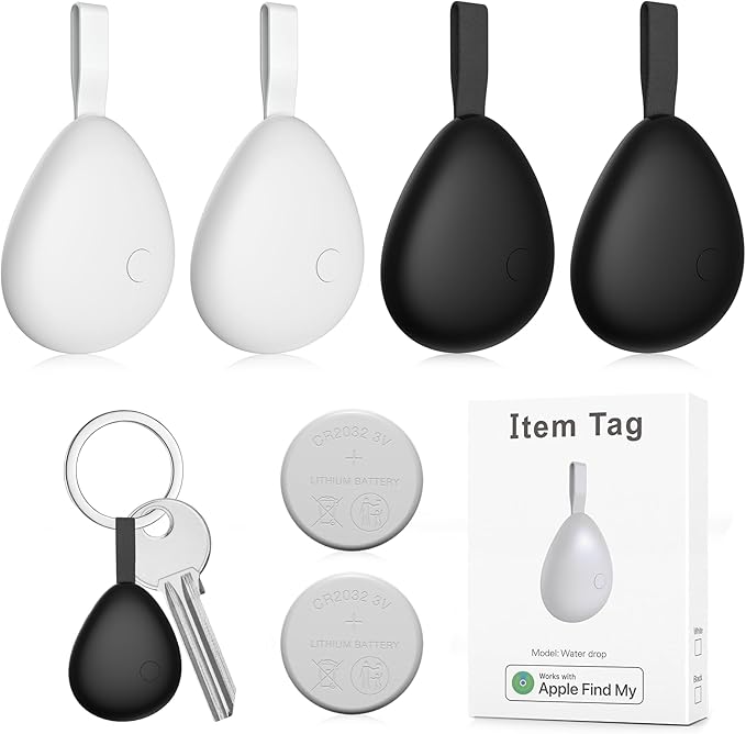 [Apple MFi Certified] Air Tracker Tags 4 Pack (iOS Only), Bluetooth Tracker for Apple Find My, Replaceable Battery, Key Finder and Item Locator Smart Tag for Keys, Bags, Luggage, Pets, Wallet