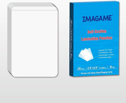 Self-Sealing Laminating Pouches, 2.9" x 3.9" for Playing Cards and Poker Size Flash Cards, 20 Packs 18mil Adhesive Lamination Sheets, Waterproof, No Machine Needed