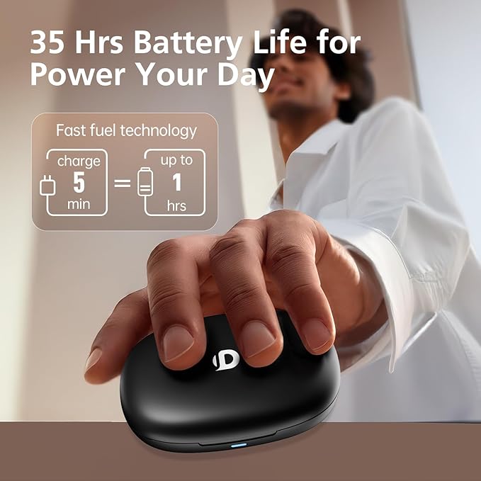 Open Ear Headphones with 35 Hours Playtime, True Wireless Air Conduction Earbuds Featuring Ear Hooks, Bluetooth 5.3, IPX6 Waterproof Design, Comfortable and Secure Fit for Sports - Black