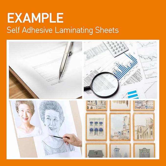 [VIOLETTO] 50 Sheets - Self Adhesive Laminating Sheets for Ultimate Protection. No Machines Needed, 4 Mil Thickness, 8.5 x 11 Inches. Effortless, Durable & Perfect for Documents & Photos.