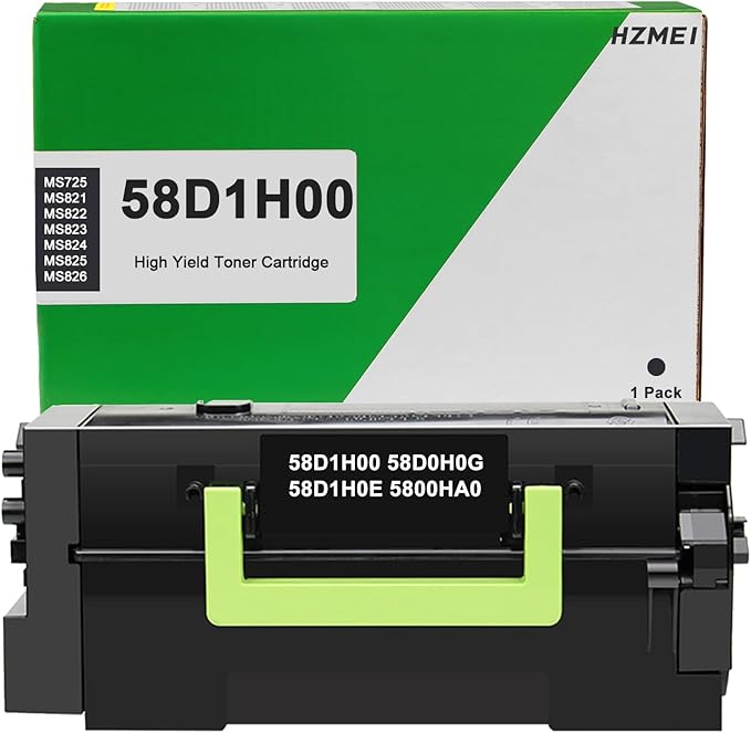 58D1H00 Toner Cartridge High Yield 58D1H00 58D0H0G 58D1H0E 5800HA0 Toner for Lexmark MS725 MS821 MS822 MS823 MS824 MS825 MS826 MX721 MX722 MX725 MX822 MX824 MX826 Laser Printer 15,000 Pages