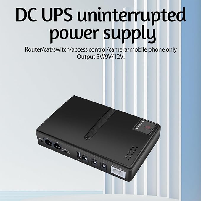 UPS Battery Backup, DC1036P 36W 10400mAh Uninterruptible Power Supply, 6 Outlets, USB 5V DC 5V 9V 12V POE 15V 24V Intelligent UPS System (US Plug)
