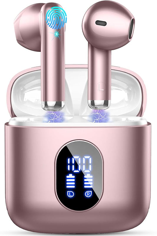 Wireless Earbuds, in Ear Headphones with 4 ENC Mics, Bluetooth 5.4 Ear Buds Hi-Fi Stereo, 36H Playtime Earphones with USB-C Charging Case, 3g Lightweight, IP7 Waterproof Headset for Work/Running