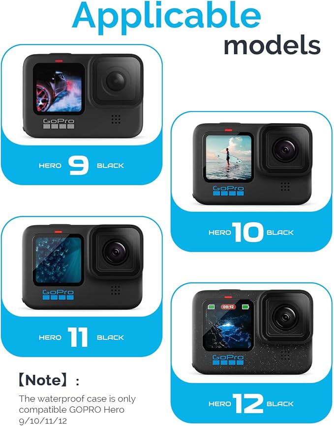 Waterproof House Case with Dive Filters Set and Floating Hand Grip for Gopro Hero 9/10/11/12, Under Water Protective Case Support 60M / 197 FT Deep Diving