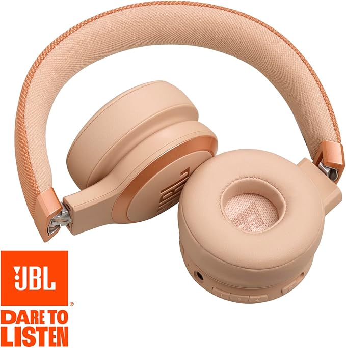 JBL Live 670NC - Wireless On-Ear Headphones with Adaptive Noise Cancelling with Smart Ambient, Up to 65H Battery Life with Speed Charge, Lightweight, Comfortable and Foldable Design (Sandstone)