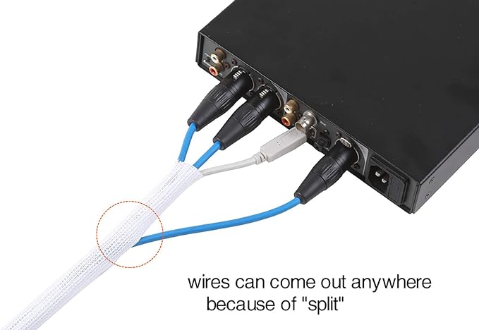 Alex Tech 10ft - 3/8 inch Cord Protector Wire Loom Tubing Cable Sleeve Split Sleeving for USB Cable Power Cord Audio Video Cable - Protect Cat from Chewing Cords - White