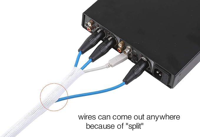 Alex Tech 20ft - 1.5 inch Cord Protector Wire Loom Tubing Cable Sleeve Split Sleeving for USB Cable Power Cord Audio Video Cable - Protect Cat from Chewing Cords - White