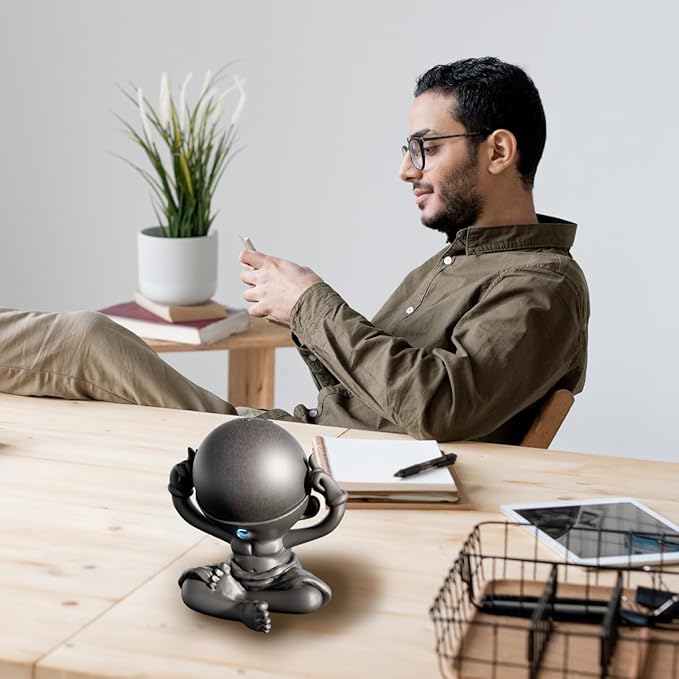 Splin Table Stand Holder Compatible with Amazon Alexa Smart Speaker Echo Dot (4th and 5th gen.) and Apple HomePod Mini, Guru Dot (Black)