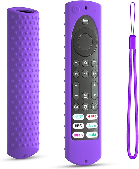 6.2 Inch Silicone Cover for Amazon Universal Toshiba FireTVs Remote Case Compatible with 6 Shortcut Buttons Remote/Fire TV Stick 4K Max 2nd Anti-Slip Case Sleeve (Purple)
