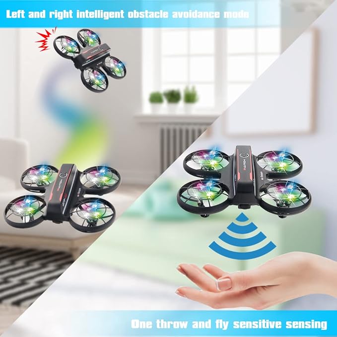 RC Drone with Altitude Hold and Headless Mode,Quadcopter with Blue&Green Light,Propeller Full Protect,2 Batteries and Remote Control,Easy to fly Kids Gifts Toys for Boys and Girls