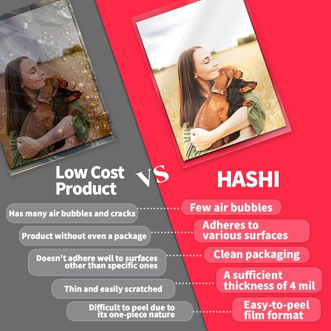 No Heat Laminating Sheets Self Sealing 8.7 x 12.2 Inch, 20 Pack, 4mil Thickness, Transparent, No Machine Self Adhesive Laminating Sheets, Protect documents and Photos [Letter Size] by HA SHI