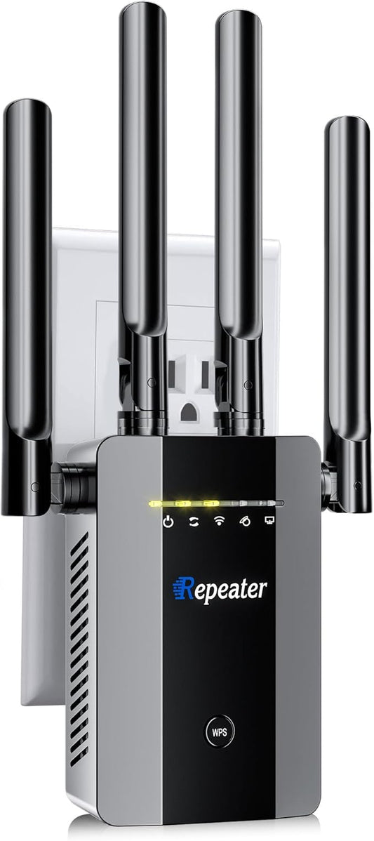 2026 New WiFi Extender Signal Booster, Long Range up to 13355Sq.ft, Wireless Internet Repeater Routers Signal Amplifier for Home, Office, Garage, 8X Faster Access Point with Ethernet Port, 1-Tap Setup