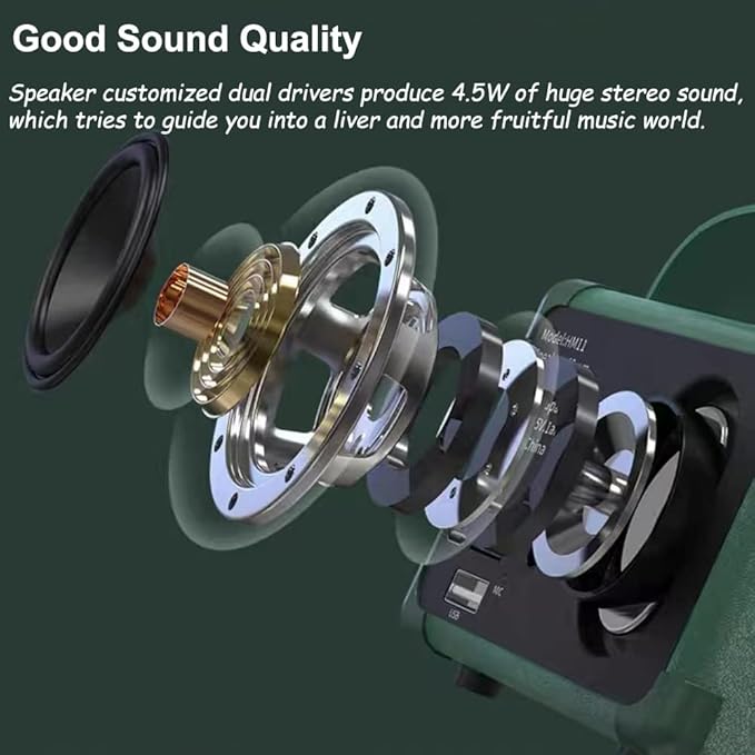 Retro Bluetooth Speaker, Portable Wireless Speaker with Crystal Clear Stereo Sound and Rich Bass,Retro Decor for Desk Bedroom Kitchen, Birthday Gifts for Women Men Teens (Black)