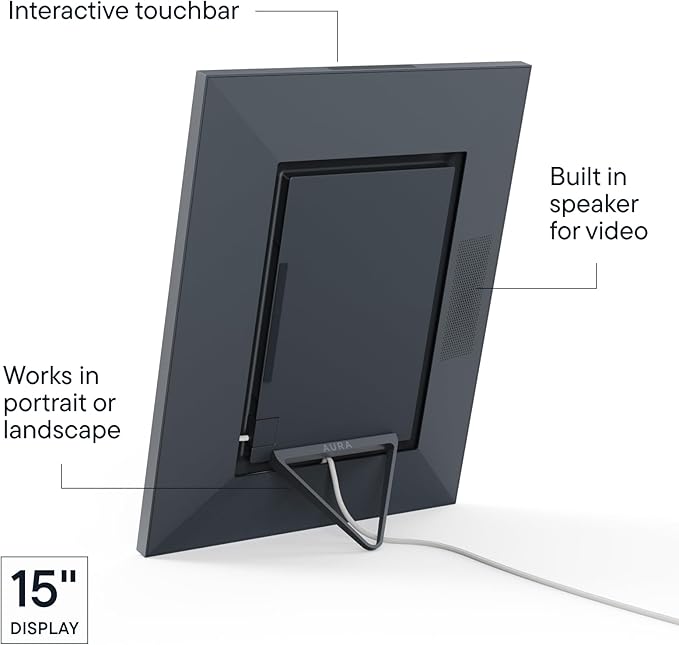 Aura Walden 15" WiFi Digital Picture Frame | Wirecutter's Best Digital Frame for Gifting | Send Photos from Your Phone | Quick, Easy Setup in Aura App | Free Unlimited Storage | Ink with White Mat