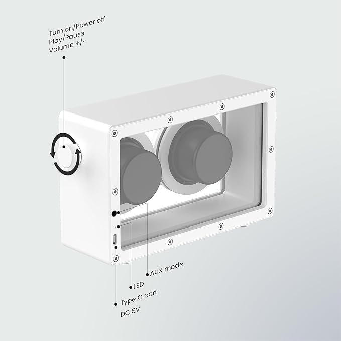 Cassette Portable Bluetooth Speaker, 16W Minimalist Speakers Bluetooth Wireless Loud, HD Powerful Sound and Wide Compatibility V5.3 for Indoor Outdoor - White