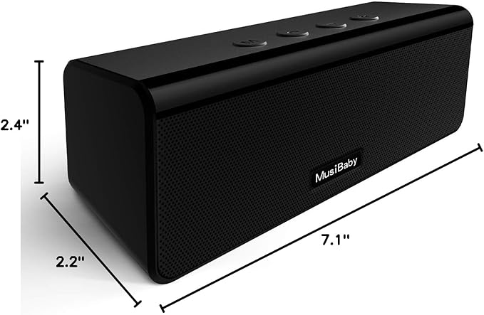 Bluetooth Speaker,MusiBaby Speakers Bluetooth Wireless,Outdoor,Waterproof,PortableSpeaker,Booming Bass,Stereo,Dual Pairing,24H Play,Wireless Speakers for Home,Hiking,Travel-Black