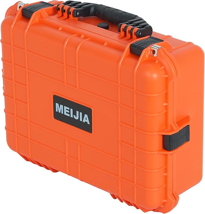 MEIJIA Portable Waterproof Protective Case,Hard Camera Case,Customized Fit Foam Inserted, Elegant Black,Fit for Camera, Equipments, Lens,Drones(Black)