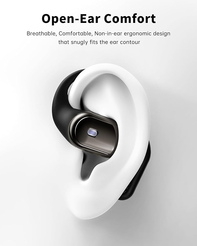 Open-Ear Headphones, Over Ear Earbuds with Ear Hooks, True Wireless Bluetooth Earphones with Microphone, Touch Control, Clear Calls, 60H Playtime, IPX7 Waterproof for Running and Workouts