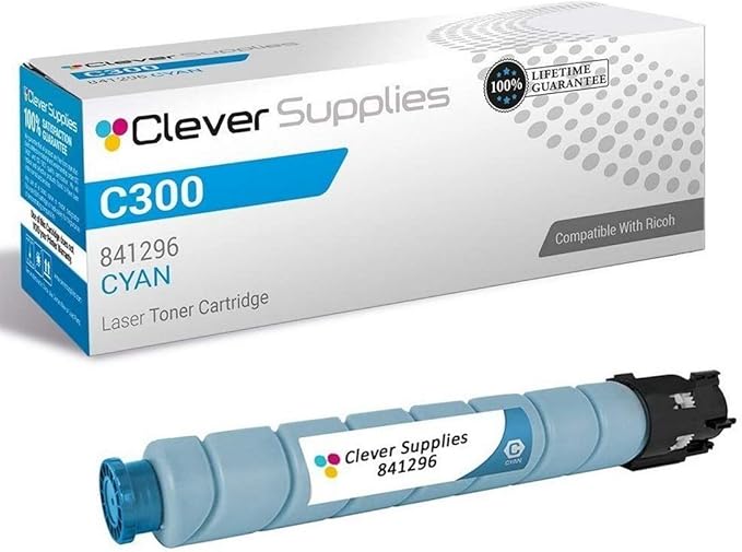 CS Replacement Toner Cartridge Compatible with Ricoh C300 841296 Cyan Color Laser Aficio MP C300 Aficio MP C300SR Aficio MP C400 Aficio MP C400SR Aficio MP C401 Aficio MP C401SR C230 C230SR Cyan