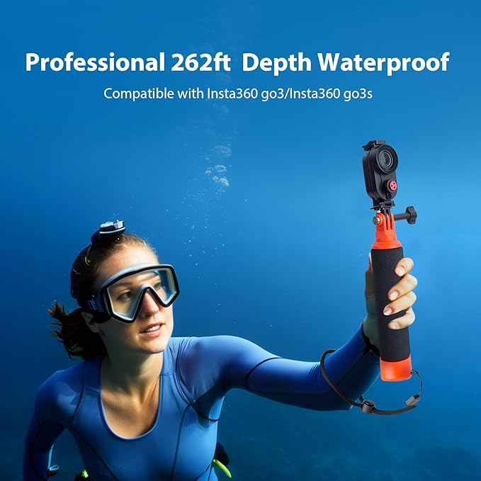 Aluminum Waterproof Case for Insta360 Go3 Go3s 80M Deep Waterproof Camera Housing with Dual Interface for Insta360 Go3 Go3s (63091)