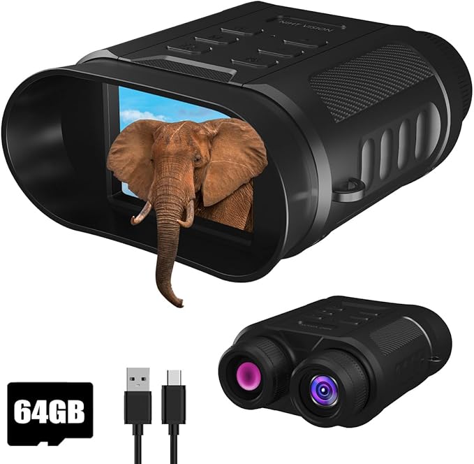 Night Vision Goggles - 4K HD Upgraded 850nm IR Night Vision Binoculars - 8X Digital Zoom, Rechargeable Night Vision Device with Camera Built in, Save Photos and Videos, Flashlight for Camping Hunting
