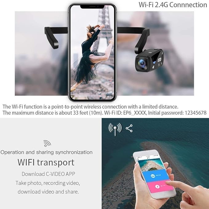 ORDRO 4K Head Mounted Camcorder EP6 Wearable Video Camera FHD 1080P 60FPS Vlog Camera Recorder WiFi Hands-Off Webcam (32GB Memory Card Included)