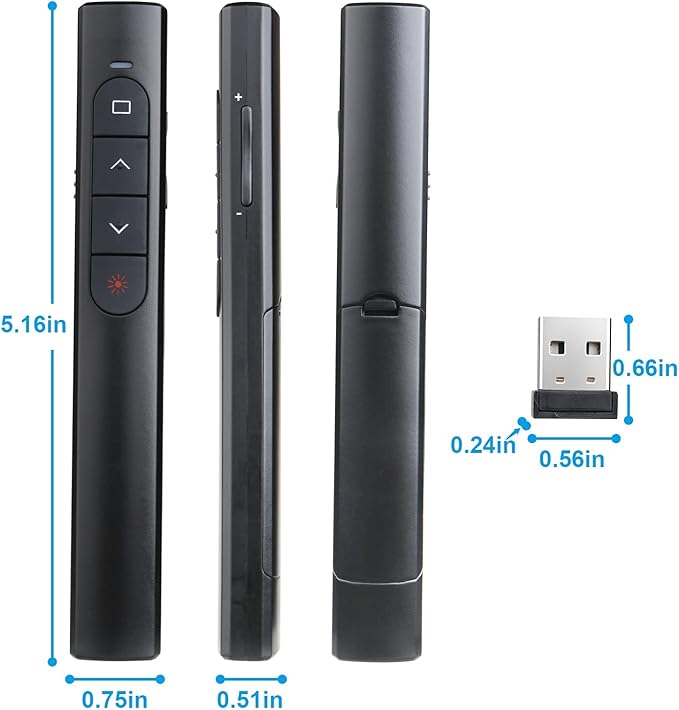 Presentation Clicker with Case,Wireless Presenter Remote with Laser Pointer Hyperlink & Volume Remote Control PowerPoint Office Presentation Clicker for Keynote/PPT/Mac/PC/Laptop(Battery Included)