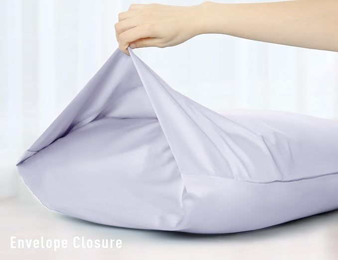 Sunflower Body Pillowcase 100% Cotton Long Pillow Cover/Case Envelope Closure 1 Pack, 21×54 inches Light Purple, Soft and Breathable