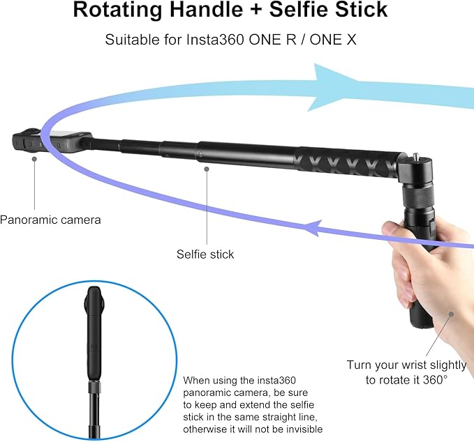 PULUZ Bullet Time Handle Tripod Multi-Functional Tabletop Fold Tripod for Insta360 X5 /X4, Insta 360 X3, ONE RS, Go pro Hero 11 10 9 5 4 3 Sport Action Camera Accessories